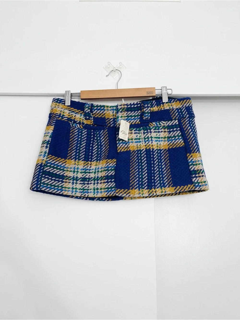 NWT Free People Mille Fleurs Plaid Wool Blend Mini Skirt Size 12